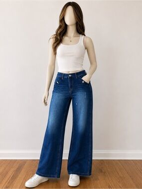 Classic Wide-Leg Women’s Jeans - Deep Blue